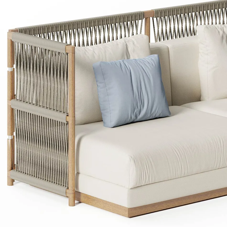 Segmentowa sofa ogrodowa o konstrukcji w kształcie litery C z drewna Made in Italy - Rubik Viadurini