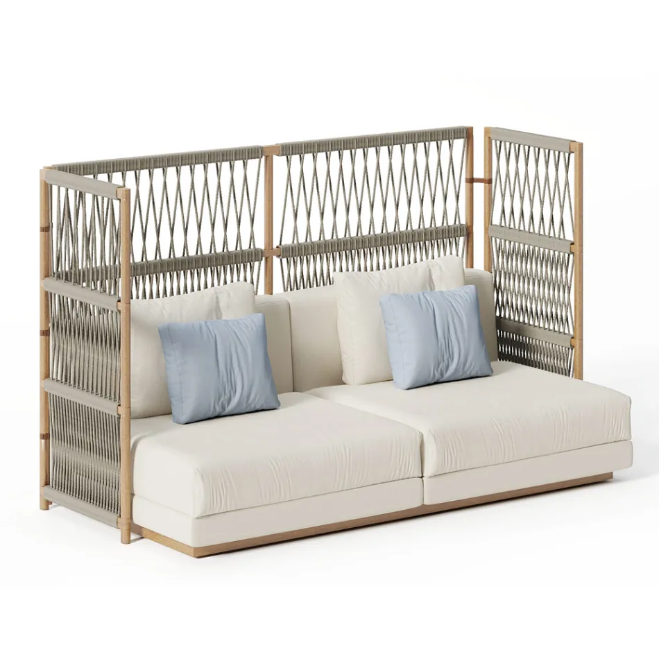 Segmentowa sofa ogrodowa o konstrukcji w kształcie litery C z drewna Made in Italy - Rubik Viadurini