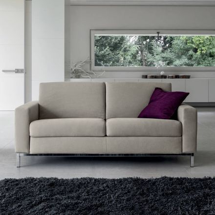 Sofa z otwieranym łóżkiem z metalu i poliuretanu Made in Italy - Folle Viadurini