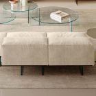 Sofa z wyjątkowo przezroczystą szklaną podstawą i siedziskiem z tkaniny Made in Italy - Rory Viadurini