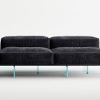 Sofa z wyjątkowo przezroczystą szklaną podstawą i siedziskiem z tkaniny Made in Italy - Rory Viadurini