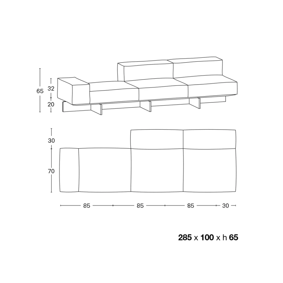 Sofa z wyjątkowo przezroczystą szklaną podstawą i siedziskiem z tkaniny Made in Italy - Rory Viadurini
