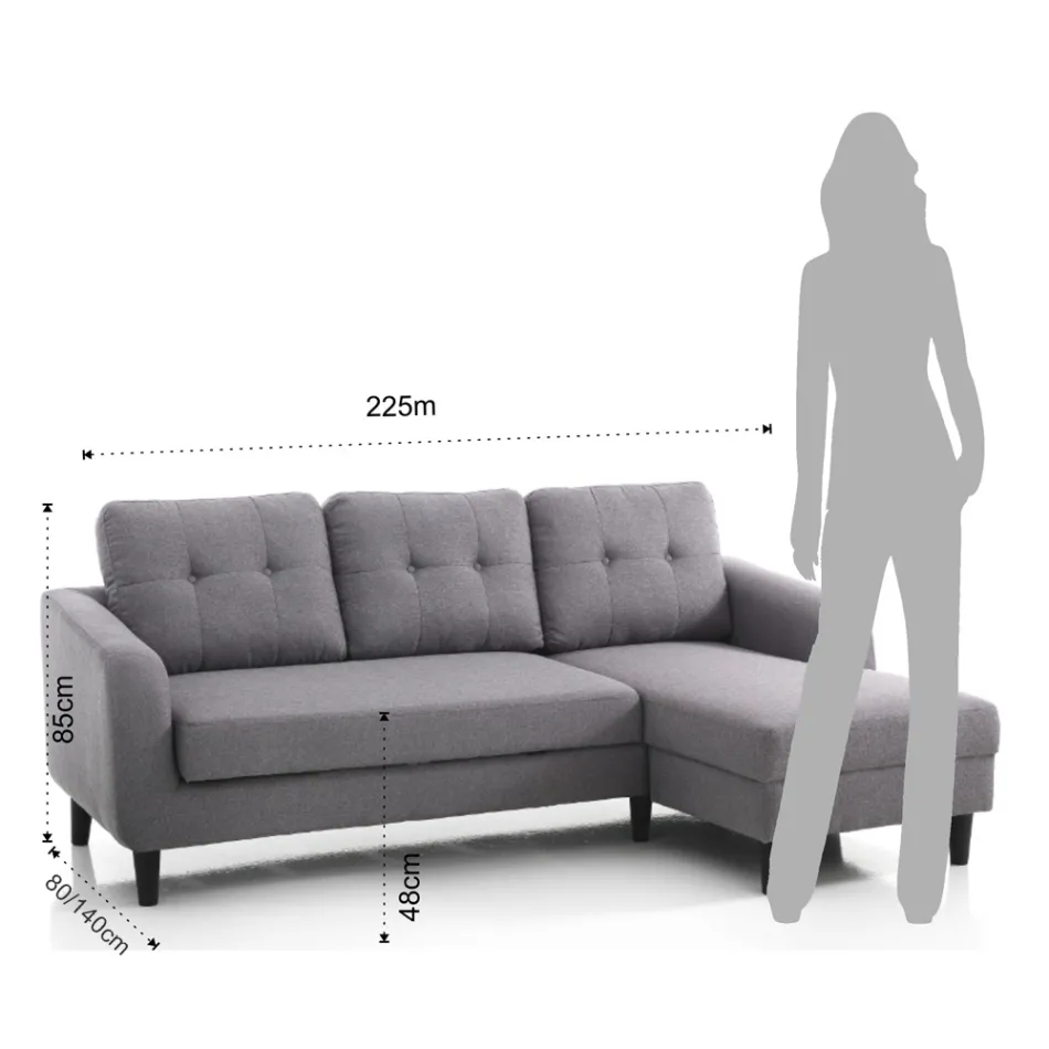 Sofa ze składanym elementem rozkładanym pod siedziskiem - Nikiel Viadurini