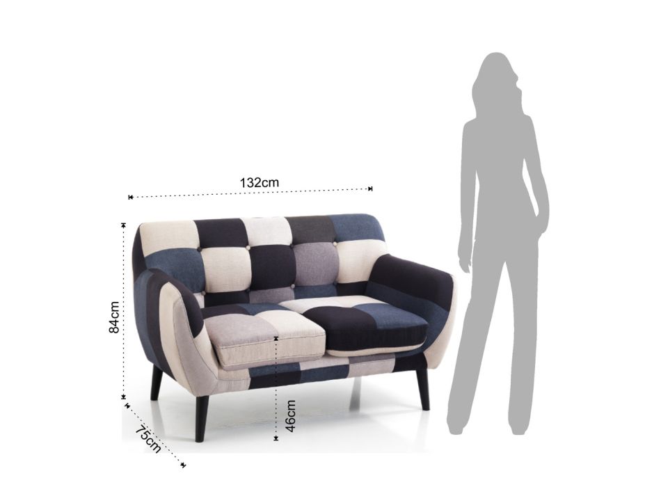 Sofa 2- lub 3-osobowa z wielobarwnej tkaniny - kobalt Viadurini