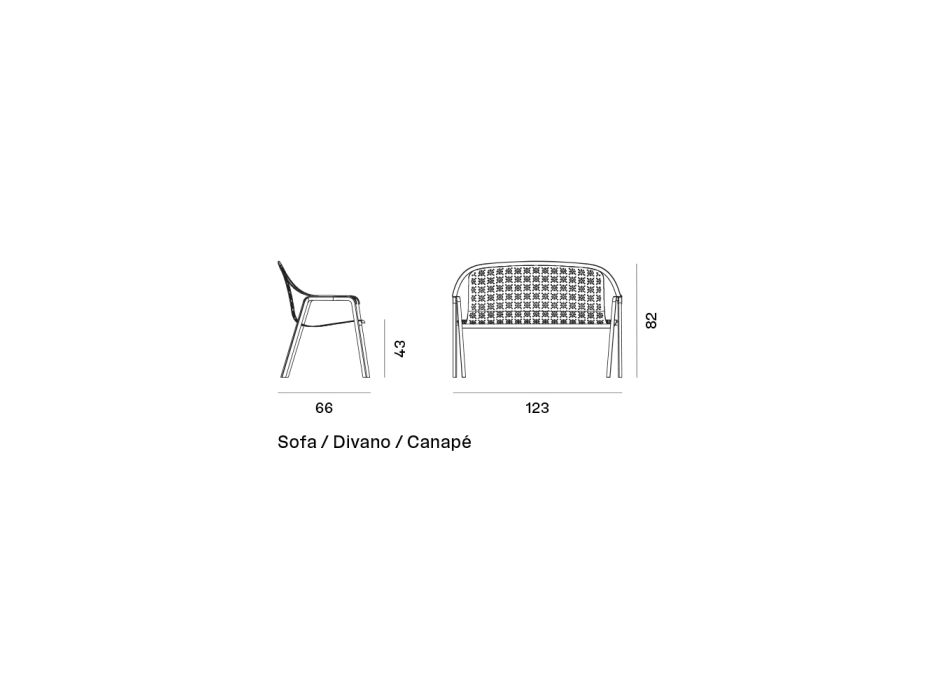 2-osobowa sofa zewnętrzna z aluminiową konstrukcją Made in Italy - Amata Viadurini
