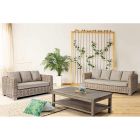 Homemotion - 3-osobowa sofa ogrodowa z drewna i rattanu Ceara Viadurini