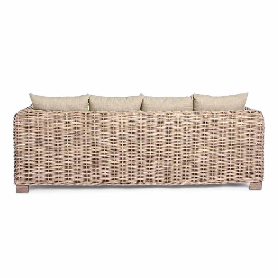 Homemotion - 3-osobowa sofa ogrodowa z drewna i rattanu Ceara Viadurini