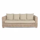 Homemotion - 3-osobowa sofa ogrodowa z drewna i rattanu Ceara Viadurini