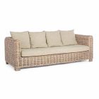 Homemotion - 3-osobowa sofa ogrodowa z drewna i rattanu Ceara Viadurini