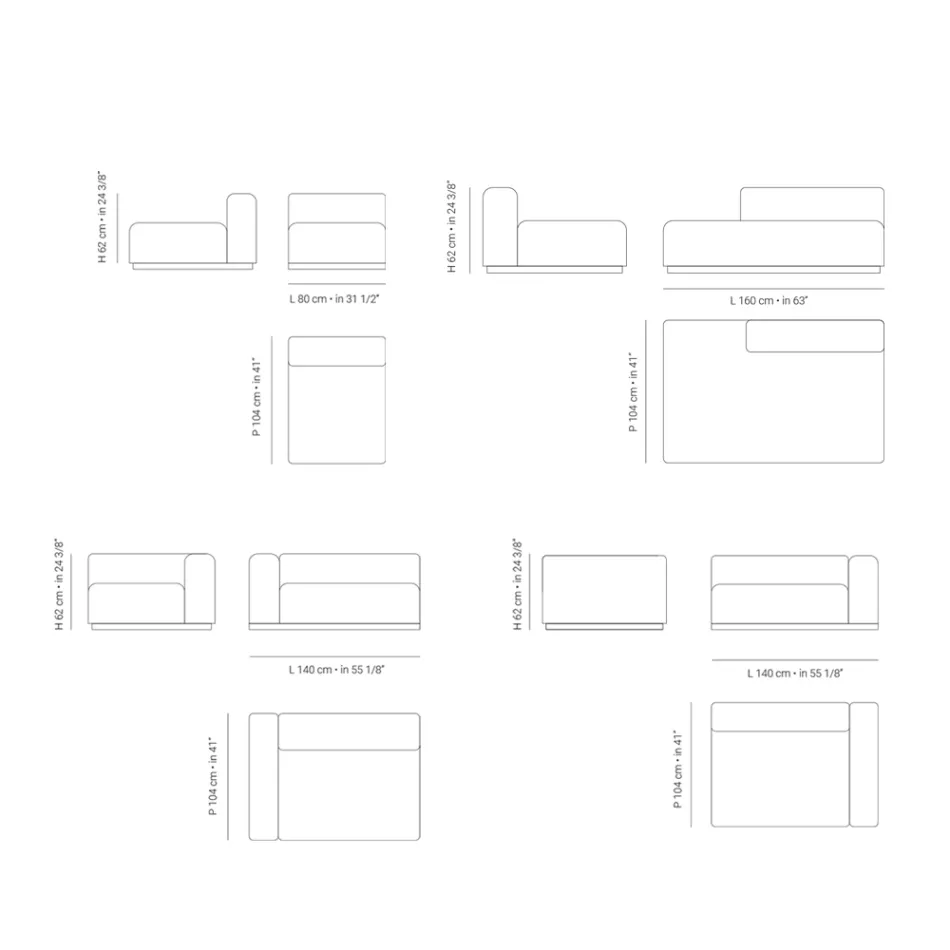 Modułowa sofa zewnętrzna z wyściółką z odprowadzającej wilgoć gumy Made in Italy - Bahias Viadurini