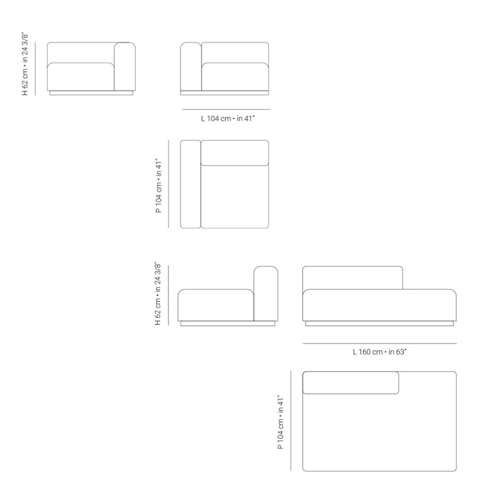 Modułowa sofa zewnętrzna ze sklejki morskiej Made in Italy - Bahias Viadurini