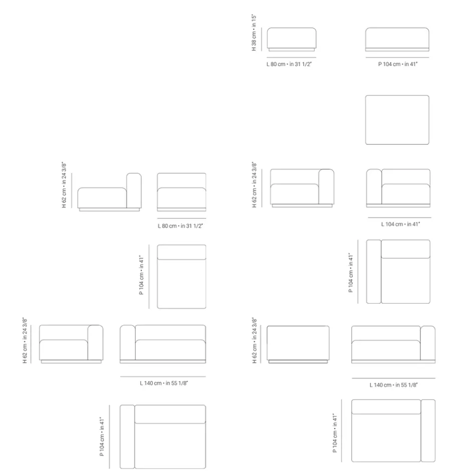 Modułowa sofa zewnętrzna z wodoodpornego materiału Made in Italy - Bahias Viadurini