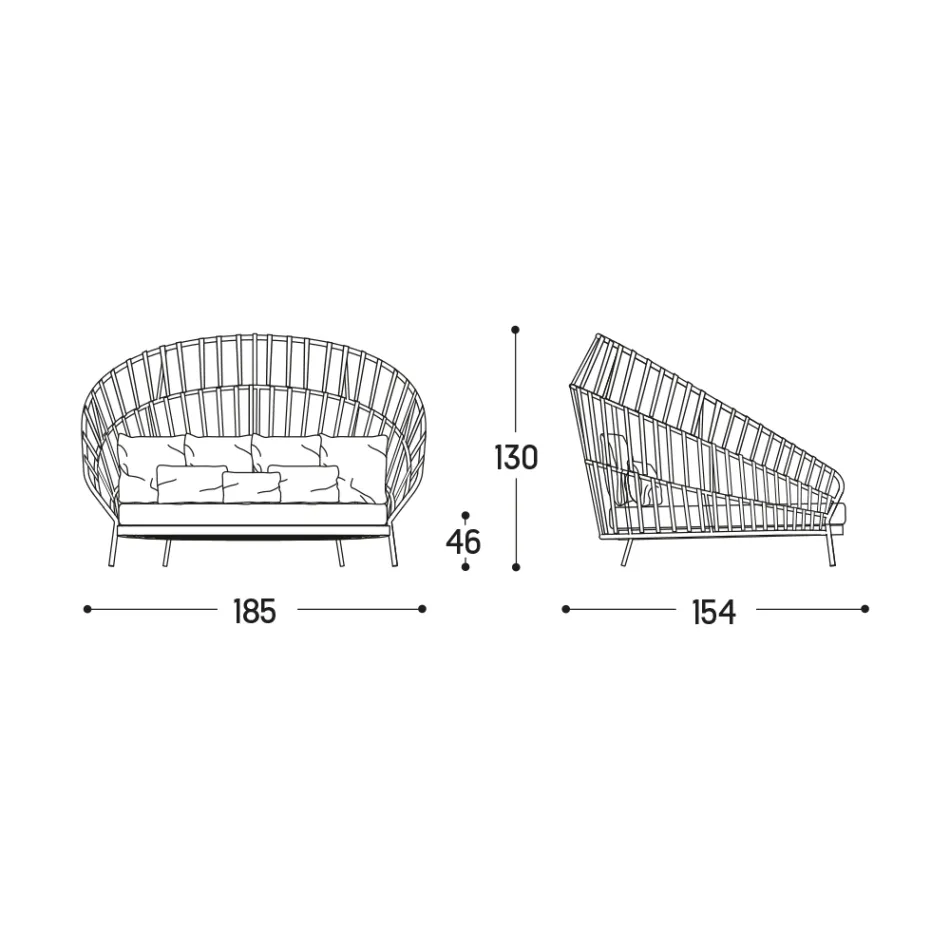 Sofa zewnętrzna z poduszkami w zestawie Made in Italy - Emmacross by Varaschin Viadurini