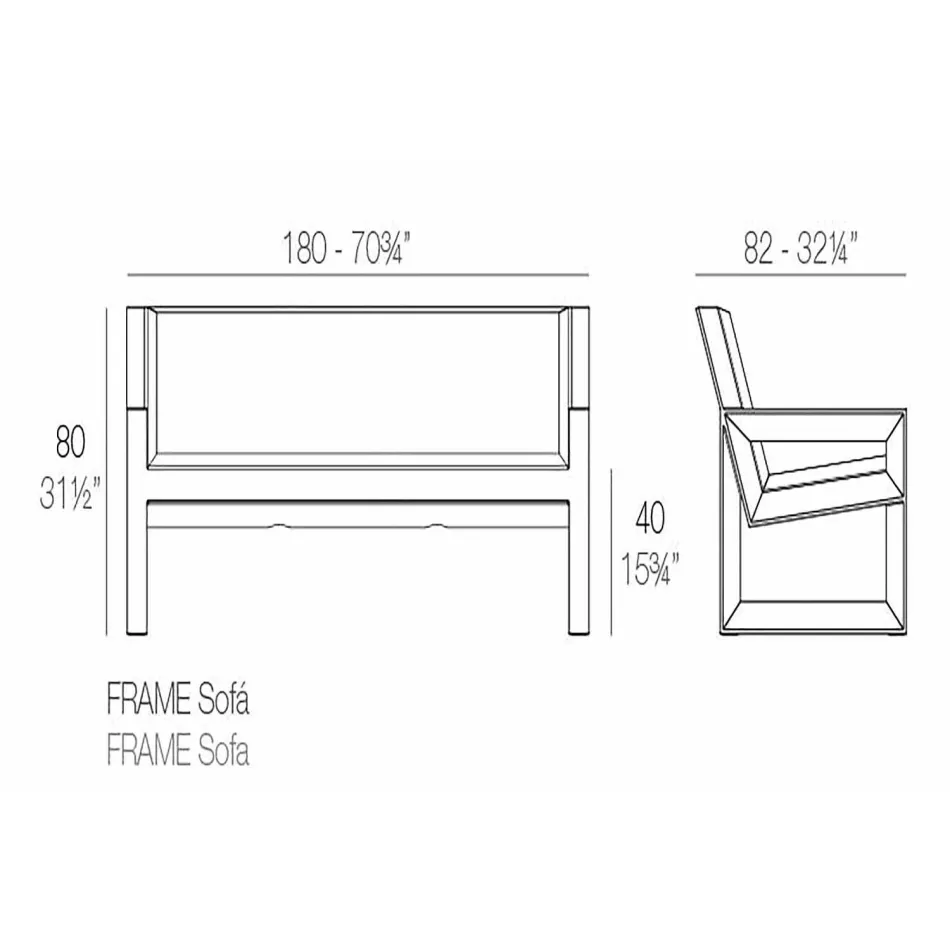 Sofa zewnętrzna Vondom, z żywicy polietylenowej, design Viadurini