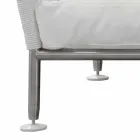 Sofa zewnętrzna ze stali i białych poduszek z tkaniny PCV - Ontario6 Viadurini