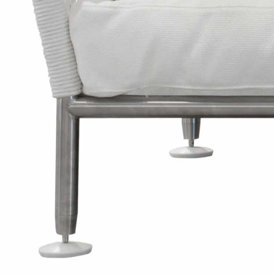 Sofa zewnętrzna ze stali i białych poduszek z tkaniny PCV - Ontario6 Viadurini