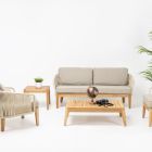 Sofa zewnętrzna z drewna tekowego i polietylenu - Jhon Viadurini