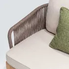 Sofa ogrodowa z drewna tekowego i splotu polietylenowego - Jhon Viadurini