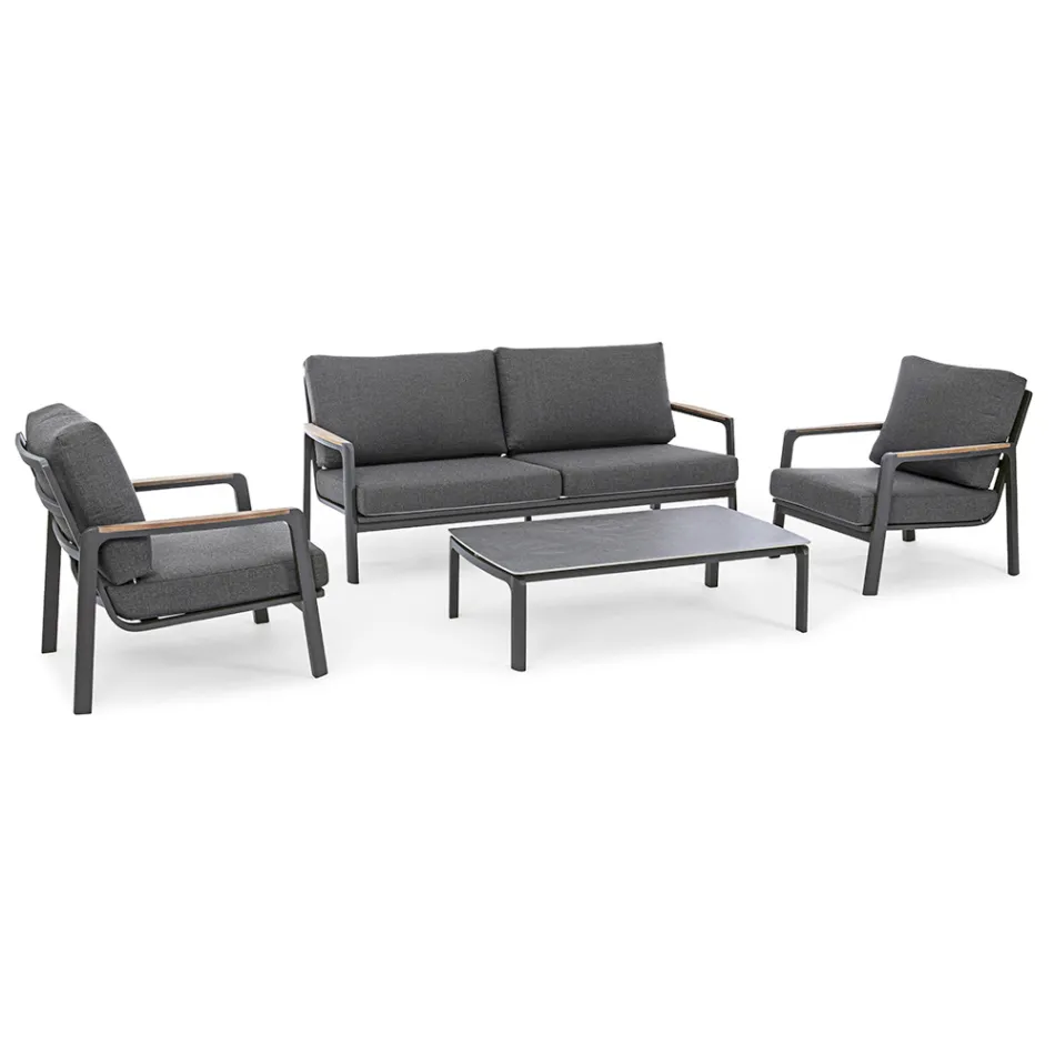 Sofa ogrodowa z tkaniny o konstrukcji aluminiowej, Homemotion - Cara Viadurini