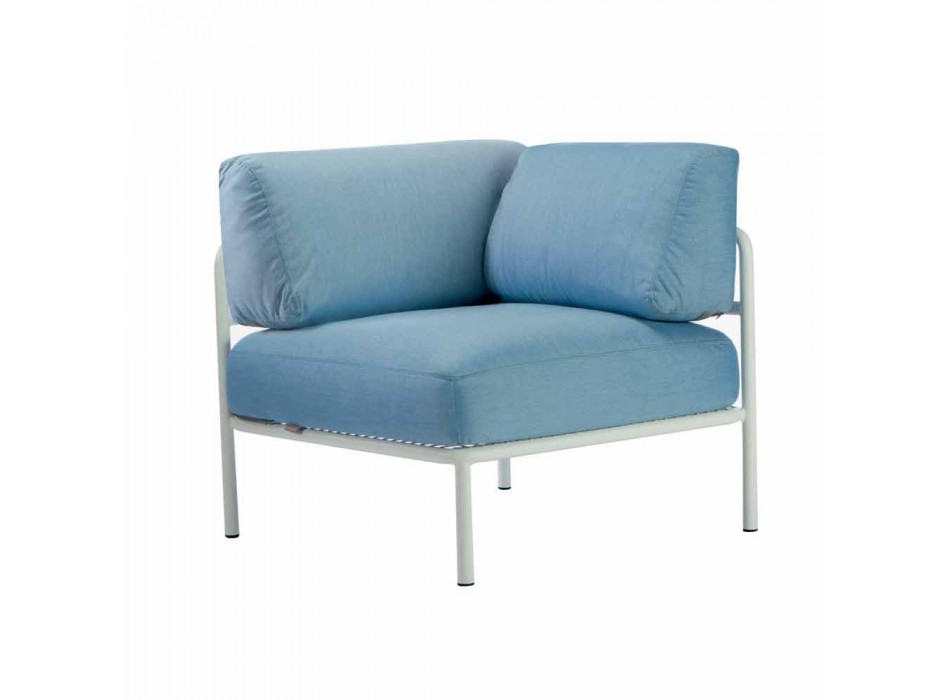 Modułowa sofa narożna z metalu i tkaniny Made in Italy - Cola Viadurini