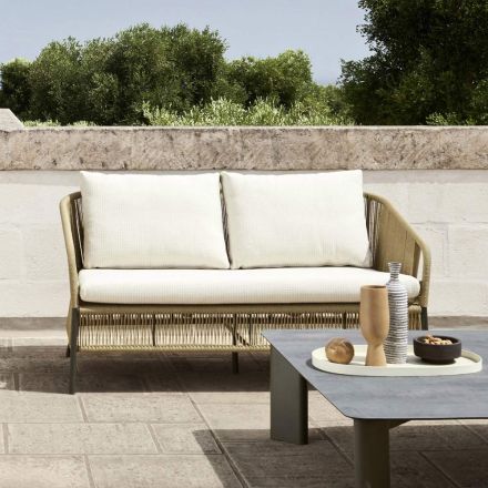 Dwuosobowa sofa ogrodowa z aluminium ze splotem - Cricket by Varaschin Viadurini
