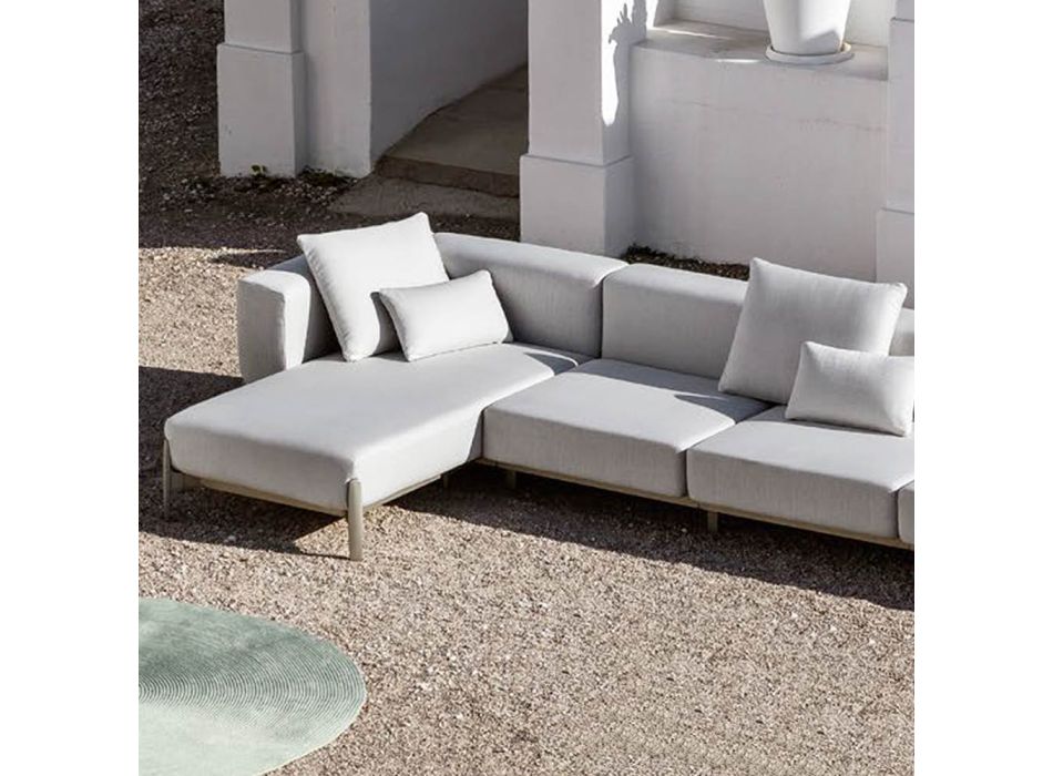 3-osobowa sofa ogrodowa z szezlongiem z aluminium i tkaniny - Filomena