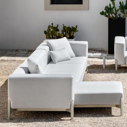 3-osobowa sofa ogrodowa z szezlongiem z aluminium i tkaniny - Filomena Viadurini