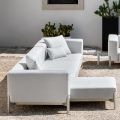 3-osobowa sofa ogrodowa z szezlongiem z aluminium i tkaniny - Filomena