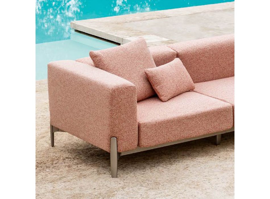 3-osobowa sofa ogrodowa z luksusową pufą z aluminium i tkaniny - Filomena Viadurini