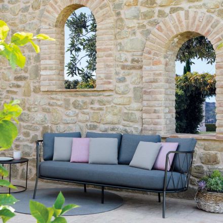 Poduszki na 3-osobową sofę ogrodową ze stali Made in Italy - Brienne Viadurini