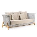 3-osobowa sofa ogrodowa z drewna tekowego i tkanej liny - Arjuna