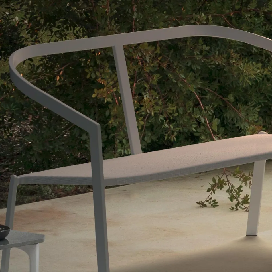 Sofa ogrodowa z aluminiową podstawą i siedziskiem z materiału tekstylnego Made in Italy - Maureen Viadurini