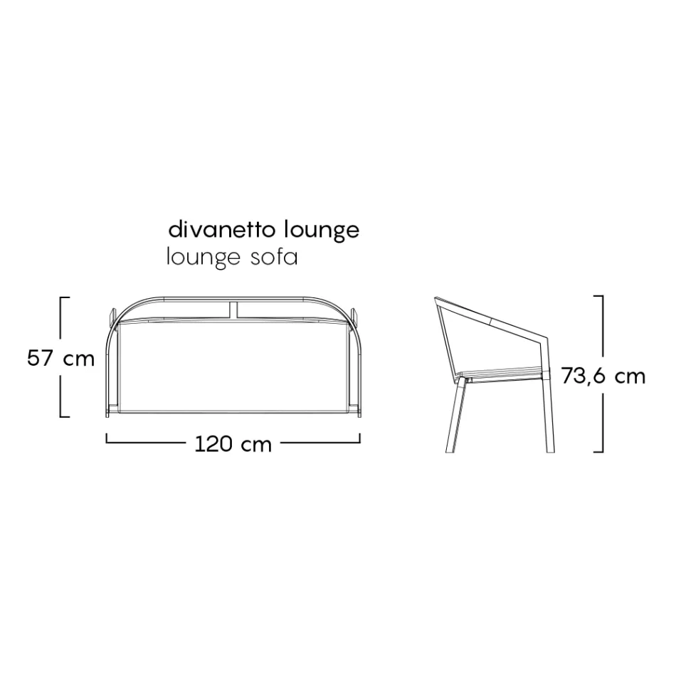 Sofa ogrodowa z aluminiową podstawą i siedziskiem z materiału tekstylnego Made in Italy - Maureen Viadurini