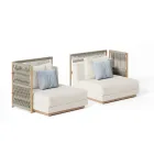 Modułowa Sofa Ogrodowa o Niskiej Drewnianej Konstrukcji Made in Italy - Rubik Viadurini