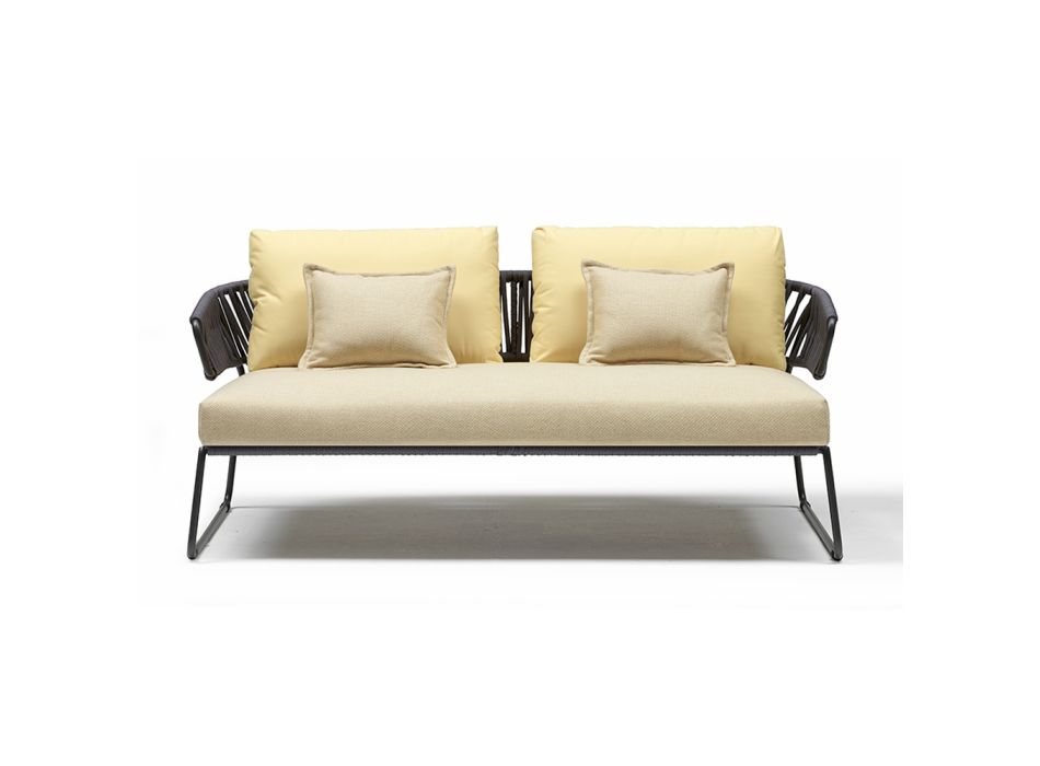 Sofa ogrodowa z siedziskiem i oparciem z liny żeglarskiej Made in Italy - Lisafilo  Viadurini