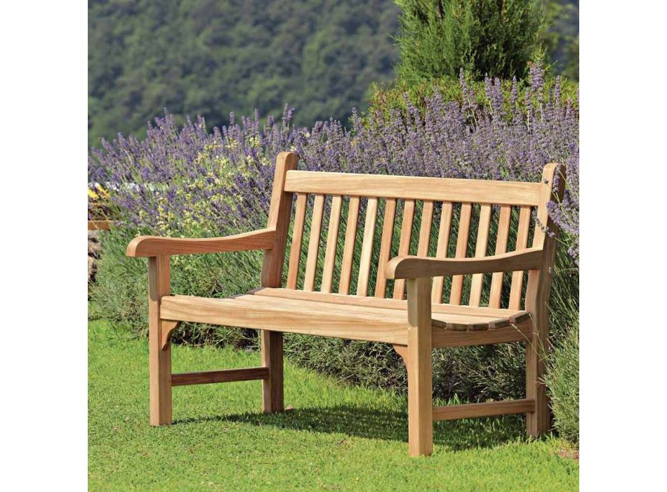 Sofa ogrodowa 2 lub 3 osobowa z drewna tekowego Made in Italy - Sleepy Viadurini