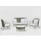 Sofa ogrodowa z aluminium i tkania lin - Asteria Viadurini