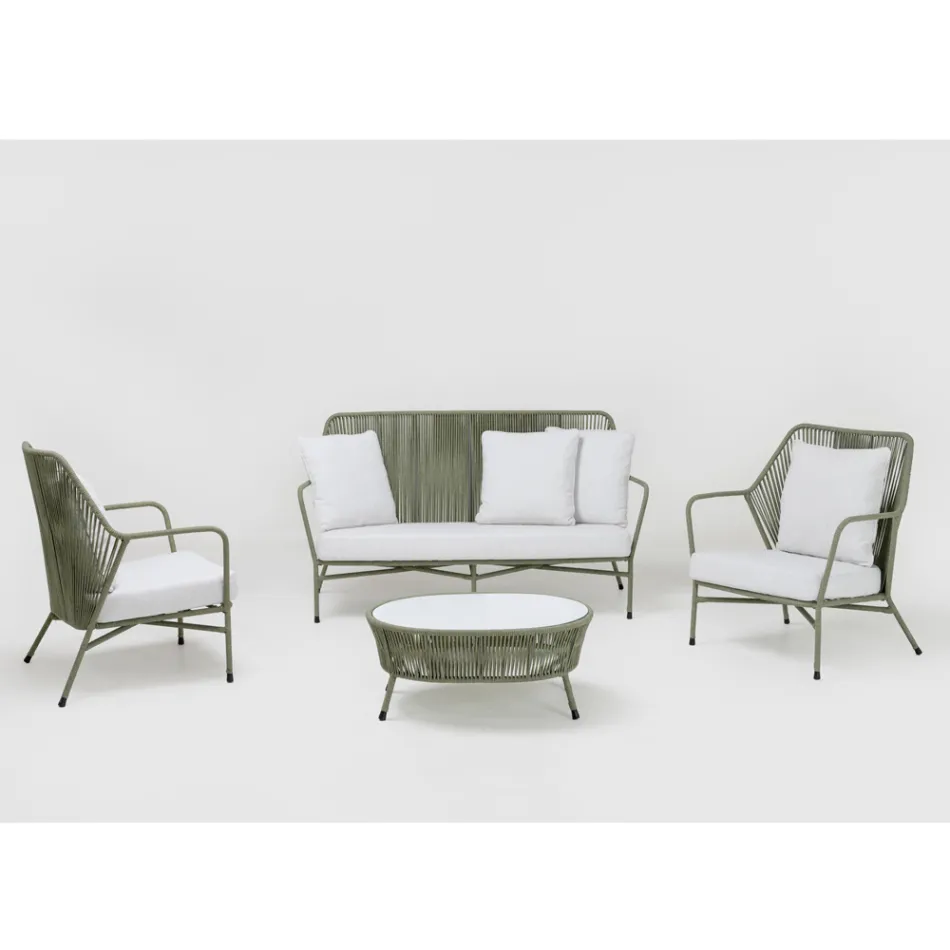 Sofa ogrodowa z aluminium i tkania lin - Asteria Viadurini