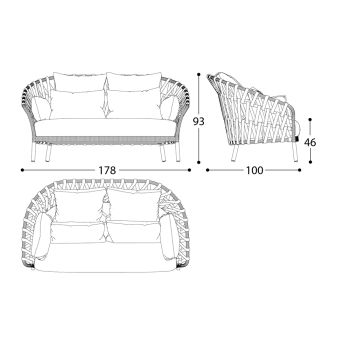 Aluminiowa sofa ogrodowa Made in Italy - Emmacross by Varaschin