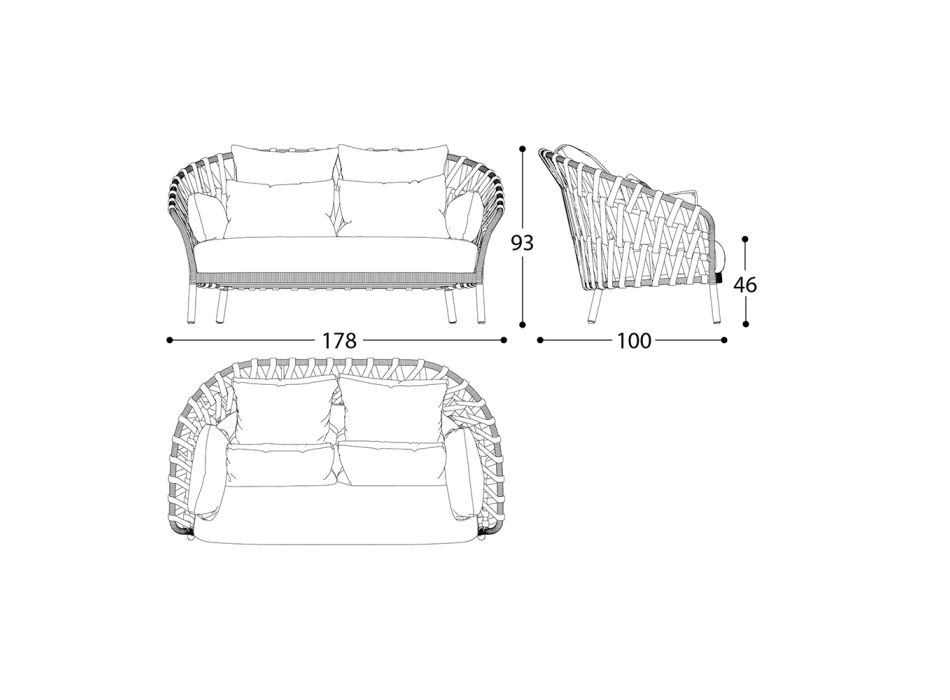 Aluminiowa sofa ogrodowa Made in Italy - Emmacross by Varaschin