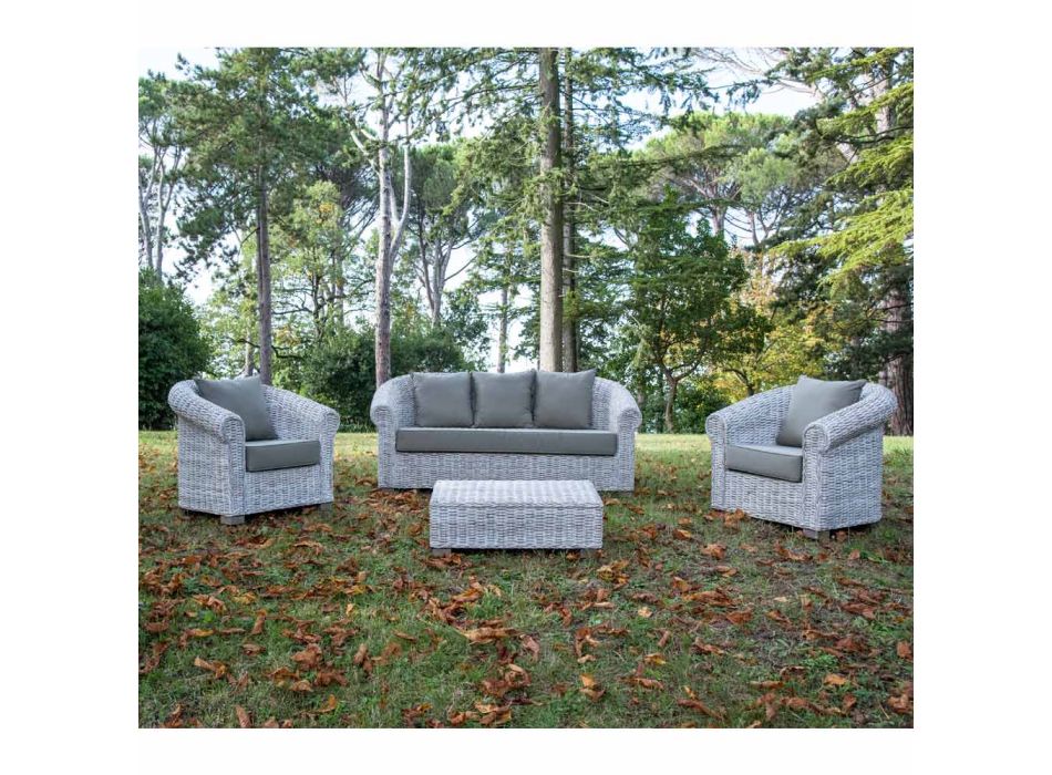 Sofa ogrodowa z naturalnego włókna Kubù z poduszkami - Isildur Viadurini