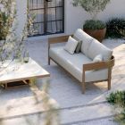 Sofa ogrodowa z drewna i tkaniny Iroko Made in Italy - Briga Viadurini