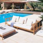 Sofa ogrodowa z drewna tekowego i WaProLace z poduszką Made in Italy - Oracle Viadurini