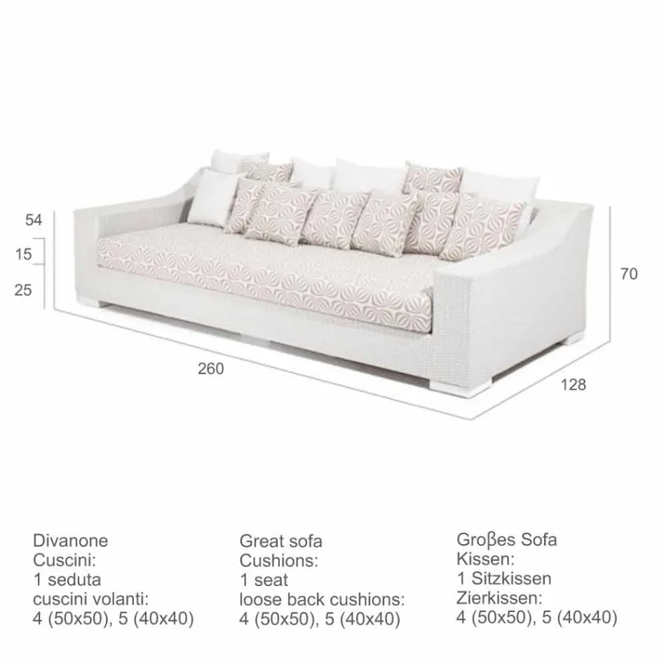 Sofa ręcznie tkane ogród Joe Coffee polietylen Viadurini