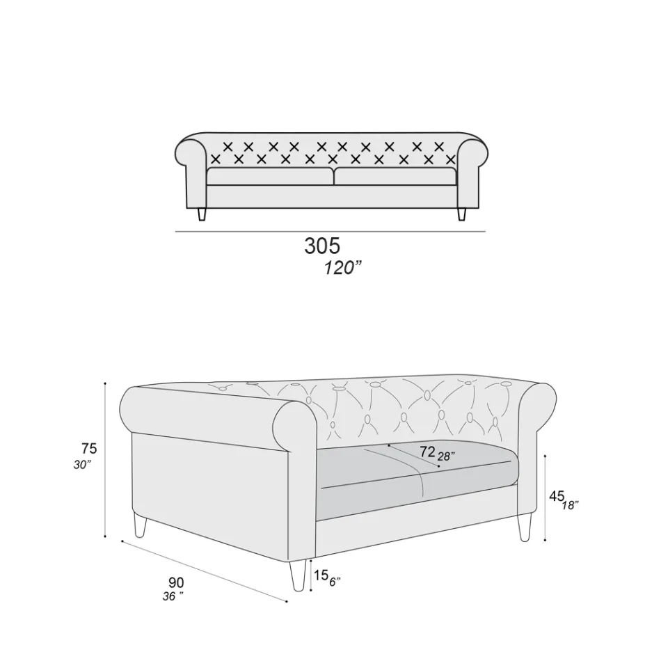 Sofa wewnętrzna dostępna w różnych rozmiarach Made in Italy - Vivace Viadurini