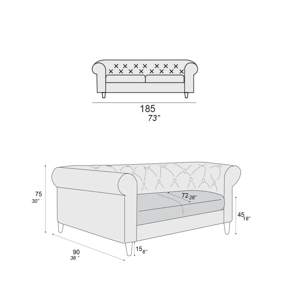 Sofa wewnętrzna dostępna w różnych rozmiarach Made in Italy - Vivace Viadurini