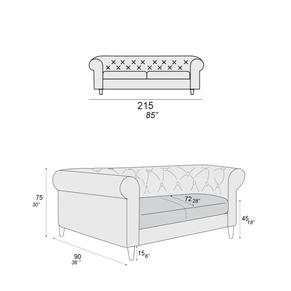 Sofa wewnętrzna dostępna w różnych rozmiarach Made in Italy - Vivace Viadurini