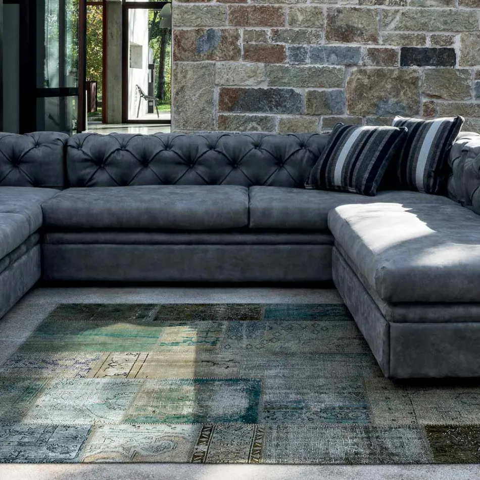 Sofa do salonu z odchylanym zagłówkiem i półwyspem - uwolniona Viadurini