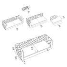 Sofa do salonu z odchylanym zagłówkiem i półwyspem - uwolniona Viadurini