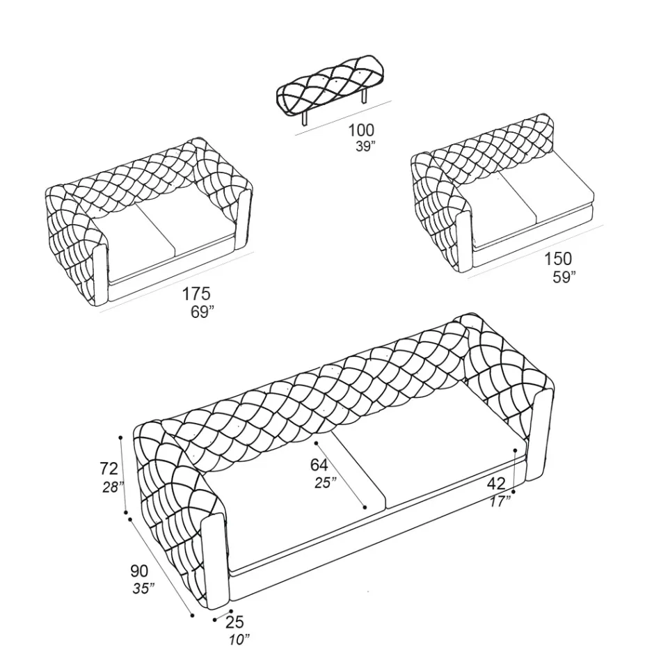 Sofa do salonu z rozkładanym zagłówkiem Made in Italy - Unleashed Viadurini